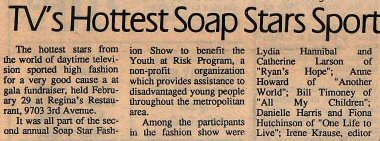 Pilo Arts Day Spa & Salon featured in The Bay Ridge Courier Newspaper Article - TV's Hottest Soap Stars Sport High Fashion at Fundraiser