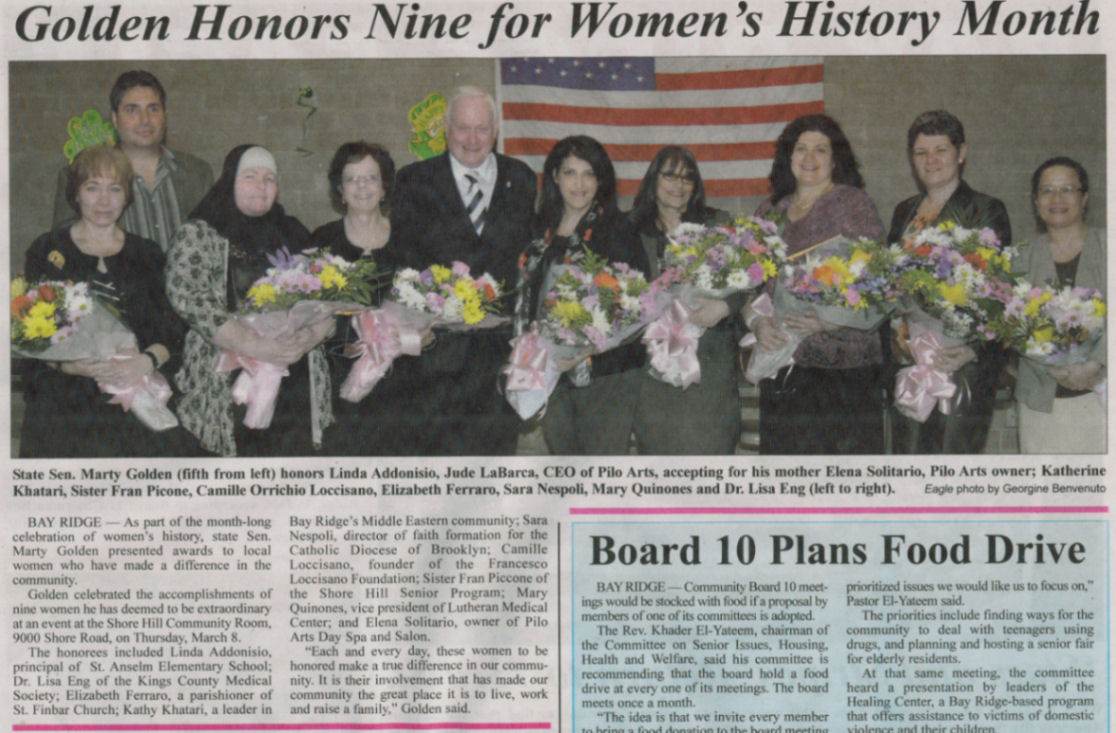 Brooklyn Eagle article - Golden Honors Nine for Women's History Month