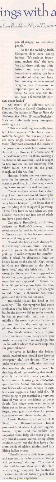 Pilo Arts Day Spa & Salon featured in The Brooklyn Bridge Magazine Article - Weddings With A Hitch