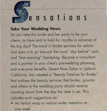 Pilo Arts Day Spa & Salon featured in Day Spa Magazine Article - Take Your Wedding Vows