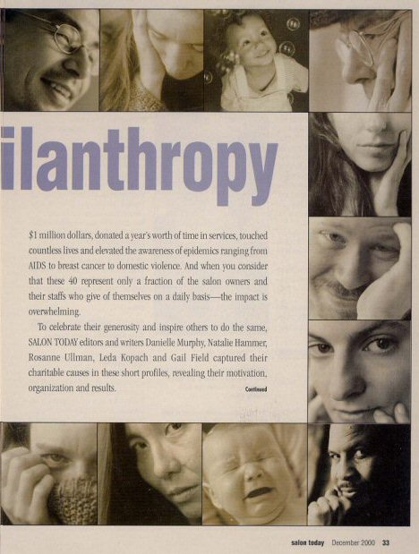 Pilo Arts Day Spa & Salon featured in Salon Today Magazine Article - 40 Faces of Philanthropy